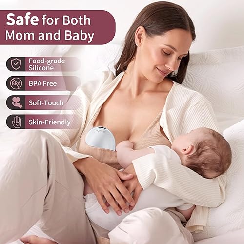 Miniatura 4 de Extractor de leche manos libres para la boca del bebé, succión fuerte, control táctil, 3 modos y 9 niveles, extractor de leche eléctrico portátil