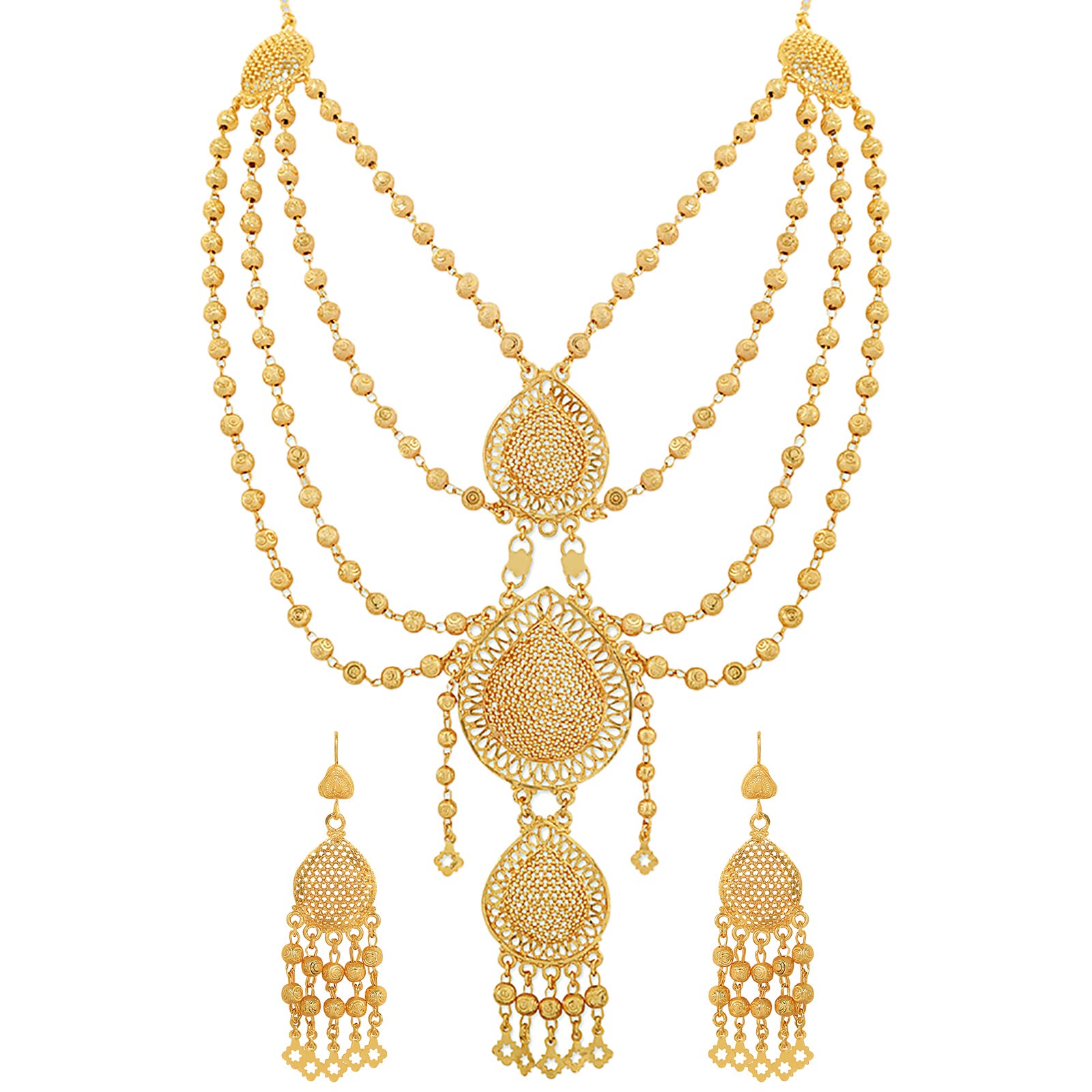 Alamod Bridal Alloy Gold Plated Opera Necklace Set For Women TNS_134