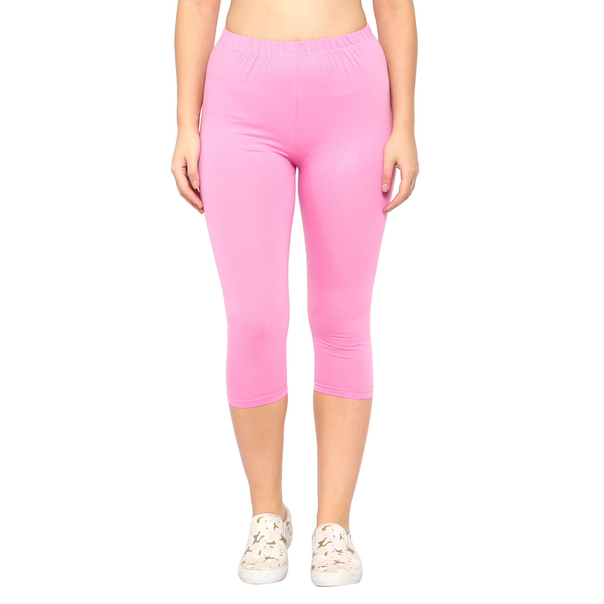 Women Cotton Stretchable Capri | Slim/Regular Fit | Breathable Yoga, Gym & Lounge Wear | High-Waist Stretchable 3/4 Length Leggings with Wide Waistband – Pack of 1-image-27