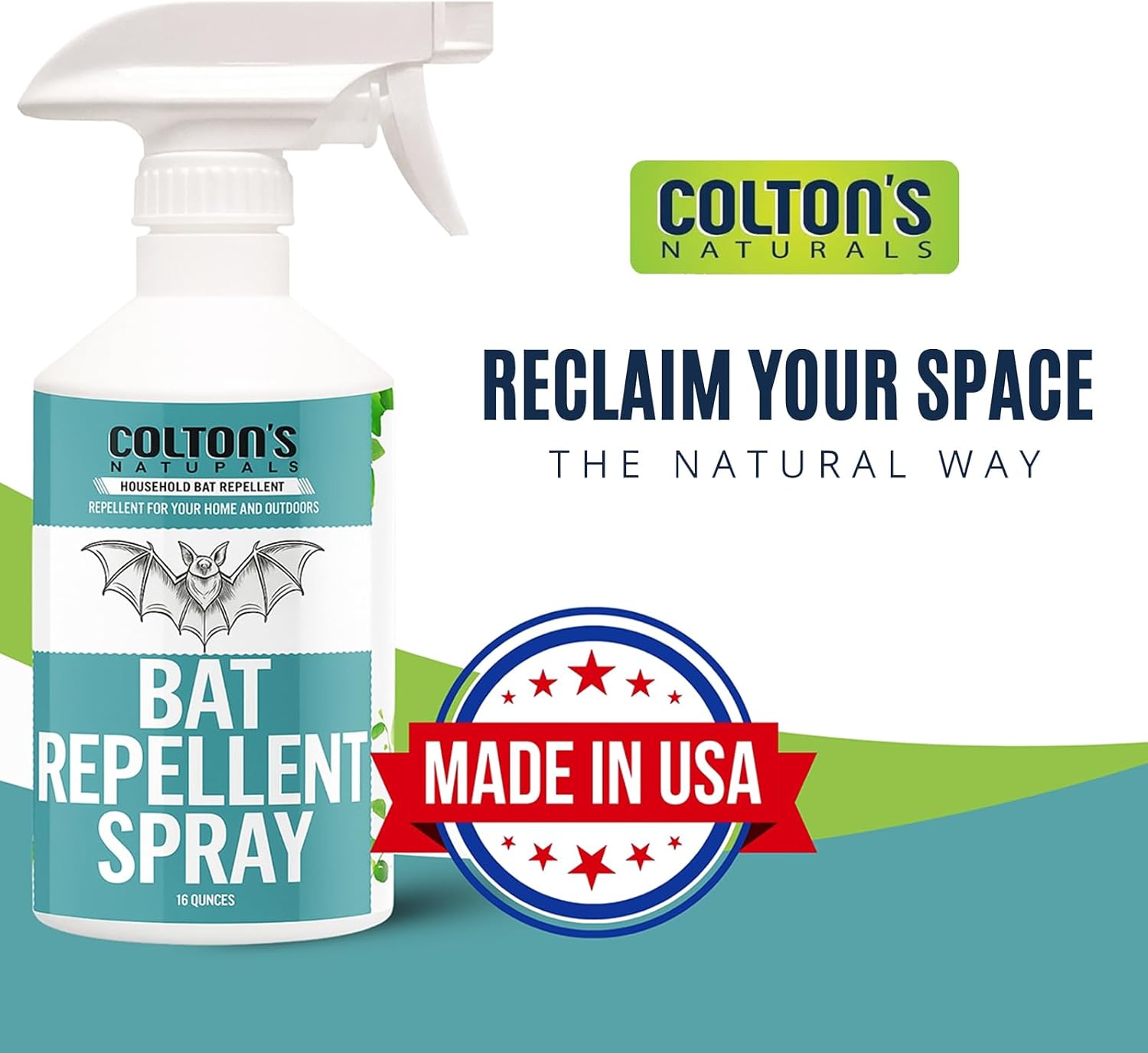 Bat Repellent Spray - Indoor/Outdoor Natural Deterrent, Discourage Invasion/Nesting Attic, Barnes, Homes, Garages (16 oz)