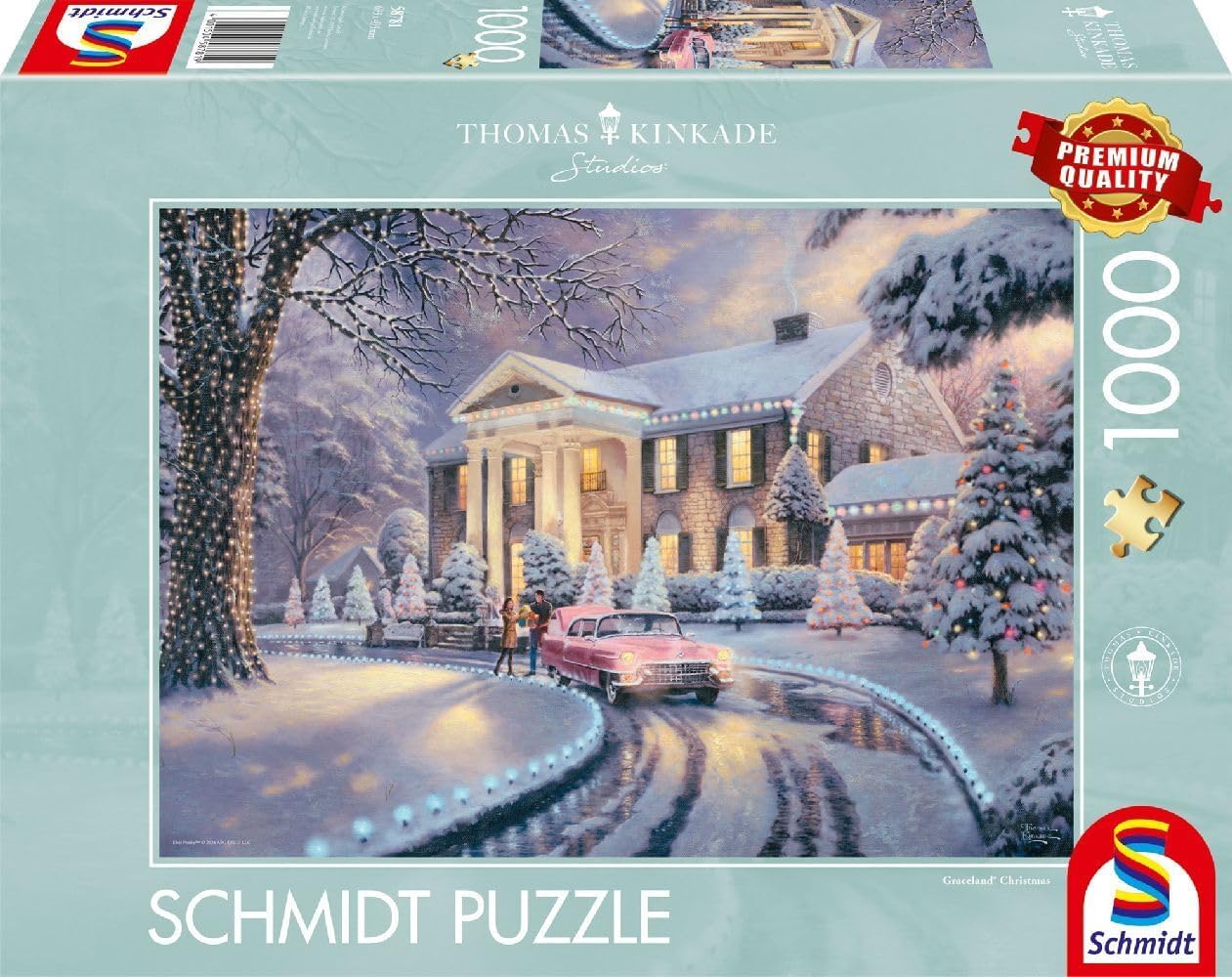 Schmidt Spiele Thomas Kinkade 58781 Graceland Christmas Jigsaw Puzzle, 1000 Pieces, Multi-Coloured