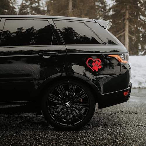 Miniatura 3 de Calcomanía de vinilo de corazón de perro con diseño de pata de perro, paquete de 3 calcomanías con estampado de patas de cachorro para ventana de