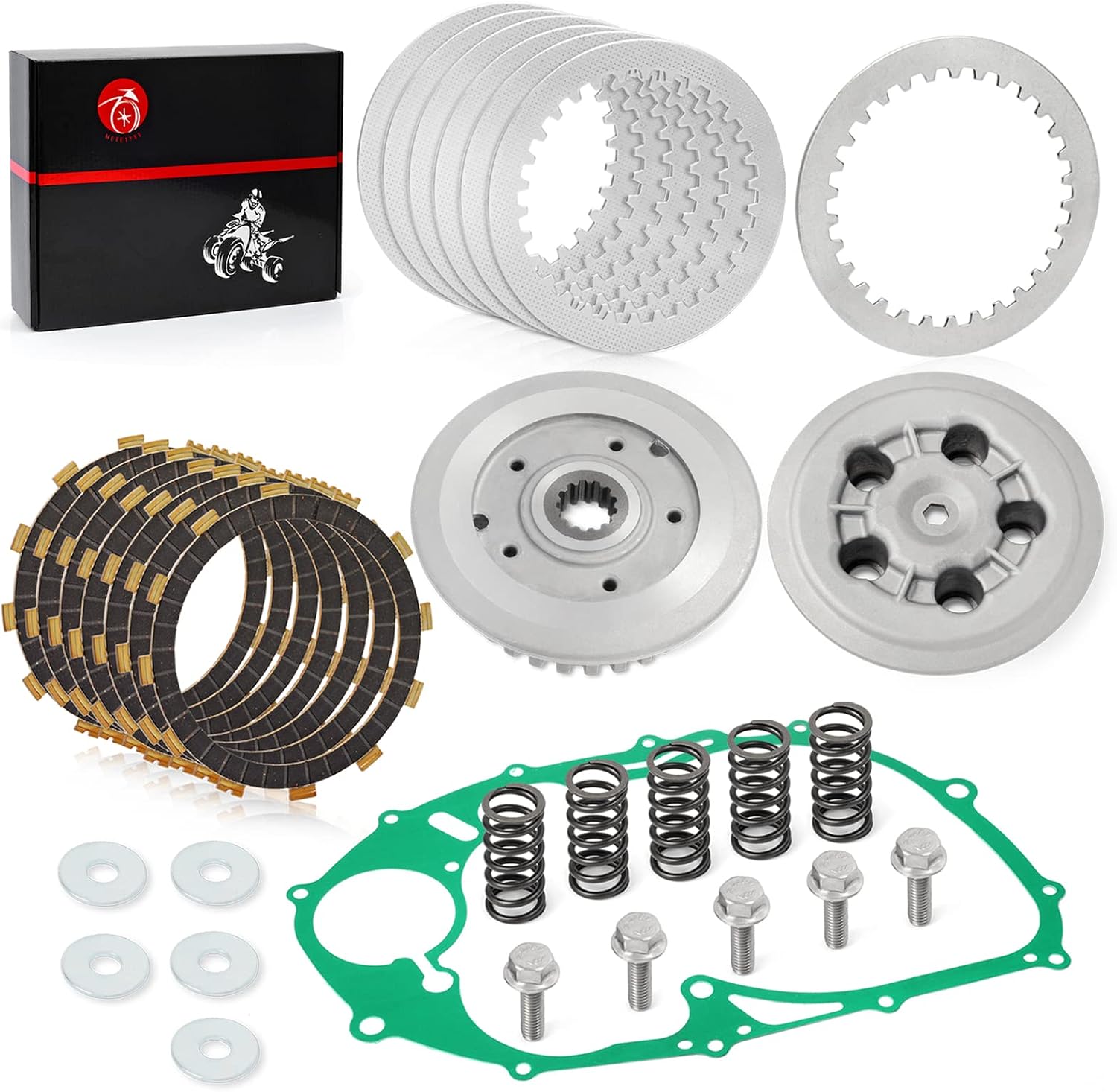 Clutch Kit & Center Inner Hub & Outer Pressure Plate & Heavy Duty Springs Gasket For Yamaha V Star 650 XVS650 1998-2016 22U-16351-00-00 4VR-16371-00-00 4VR-15461-00-00