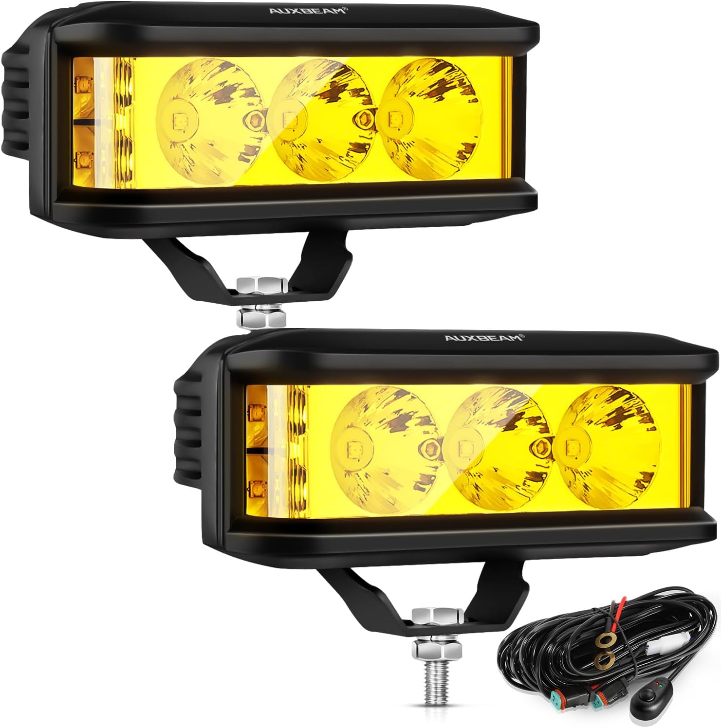 Auxbeam Driving Lights 5 inch, 30W Side Shooter LED Light Bar with Golden Yellow Spot Flood Combo Beam, Waterproof Offroad Fog Light for UTV ATV Jeep Wrangler Motor Truck Boat