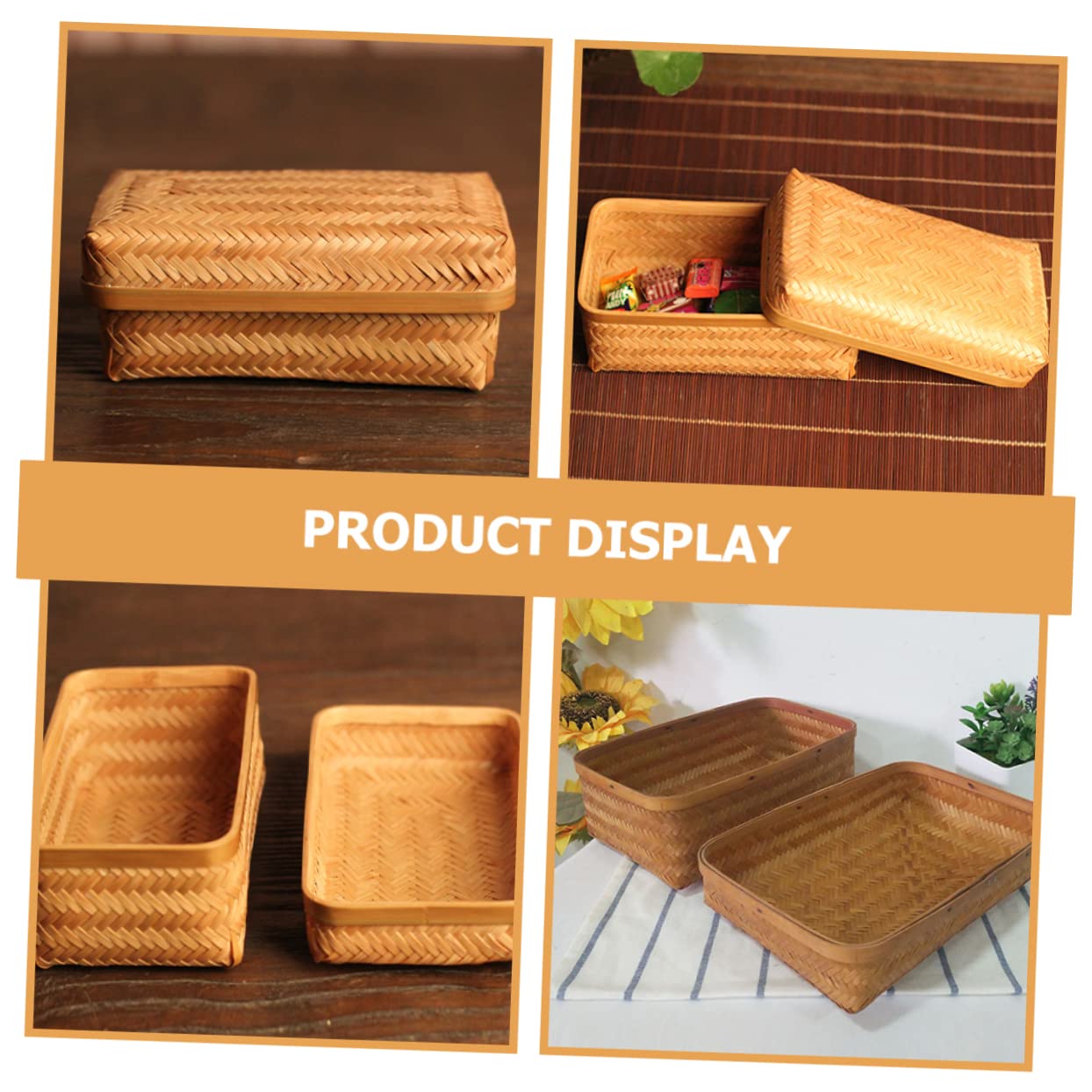 Amazon｜HOOTNEE 竹編み茶箱 卓上茶入れ 手編み茶かご 茶収納かご 竹製