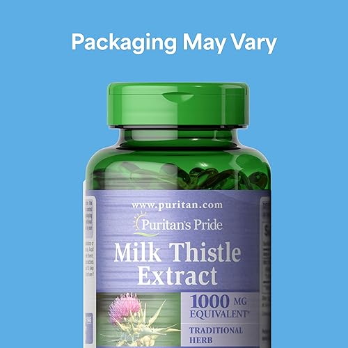 Vista 9 de Puritans Pride suplemento de cardo de leche, extracto 4:1, 180 cápsulas blandas de 1,000 mg (silimarina)