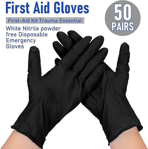Miniatura 8 de 50 pares de guantes de emergencia desechables empaquetados individualmente, guantes de viaje esenciales de nitrilo para traumas de viaje (blanco)