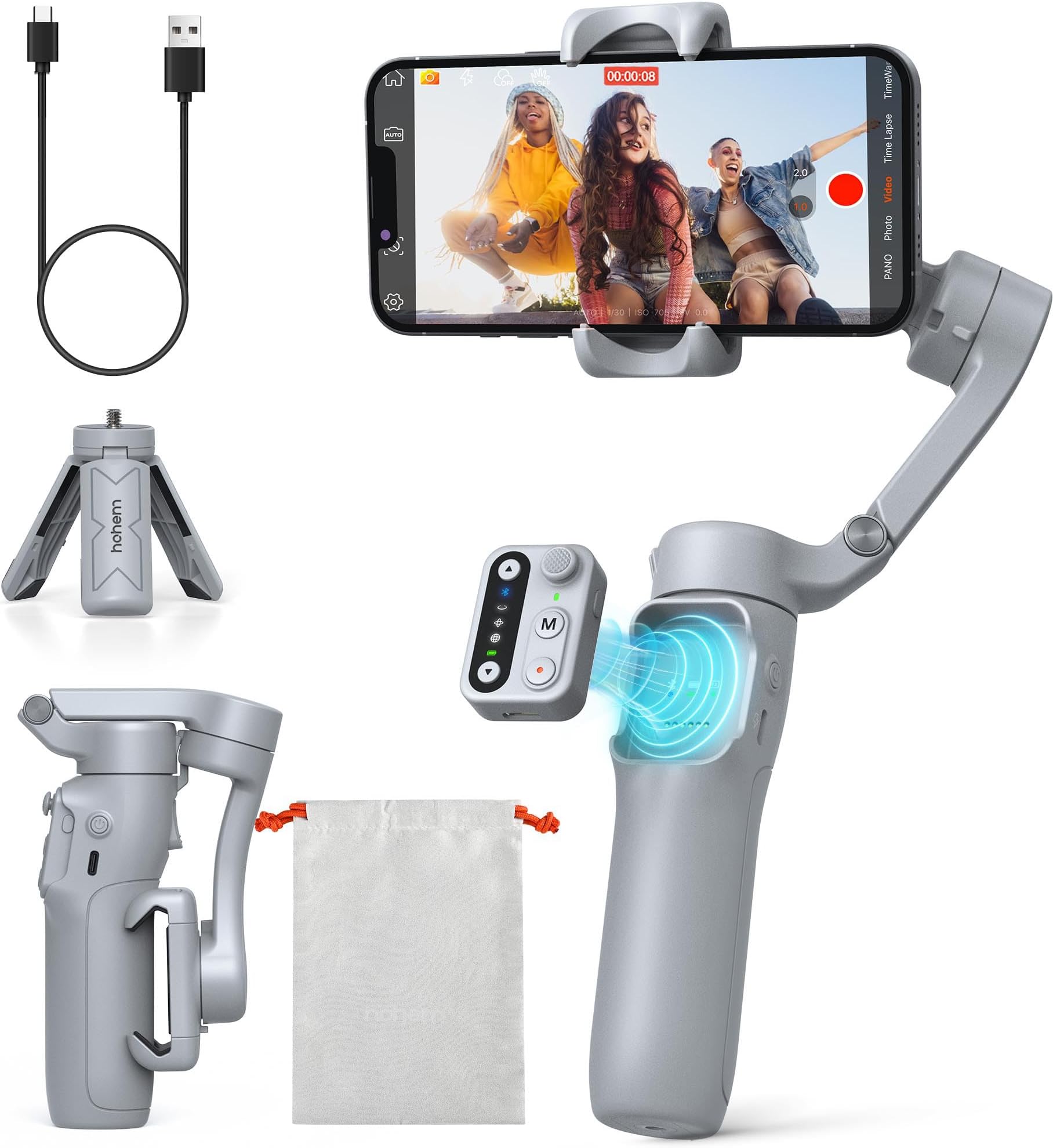 iSteady X3 SE Gimbal Stabilizer for iPhone, Phone Stabilizer with Detachable Remote Control, Portable Foldable 3-Axis Phone Gimbal for Android & iPhone 16 15 Pro Max, Ideal for Travel Vlogging