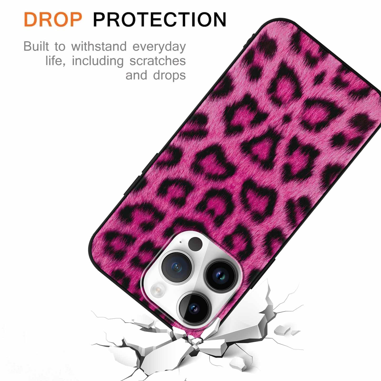 Yoedge 2 × Cover per iPhone 14 Pro 6,1" - Custodia Leopardato Marrone per Telefono Aesthetic Disegni, Rosa Leopardo Custodie Protettiva per Cellulare TPU Silicone Antiurto per iPhone 14 Pro case - Vista 5