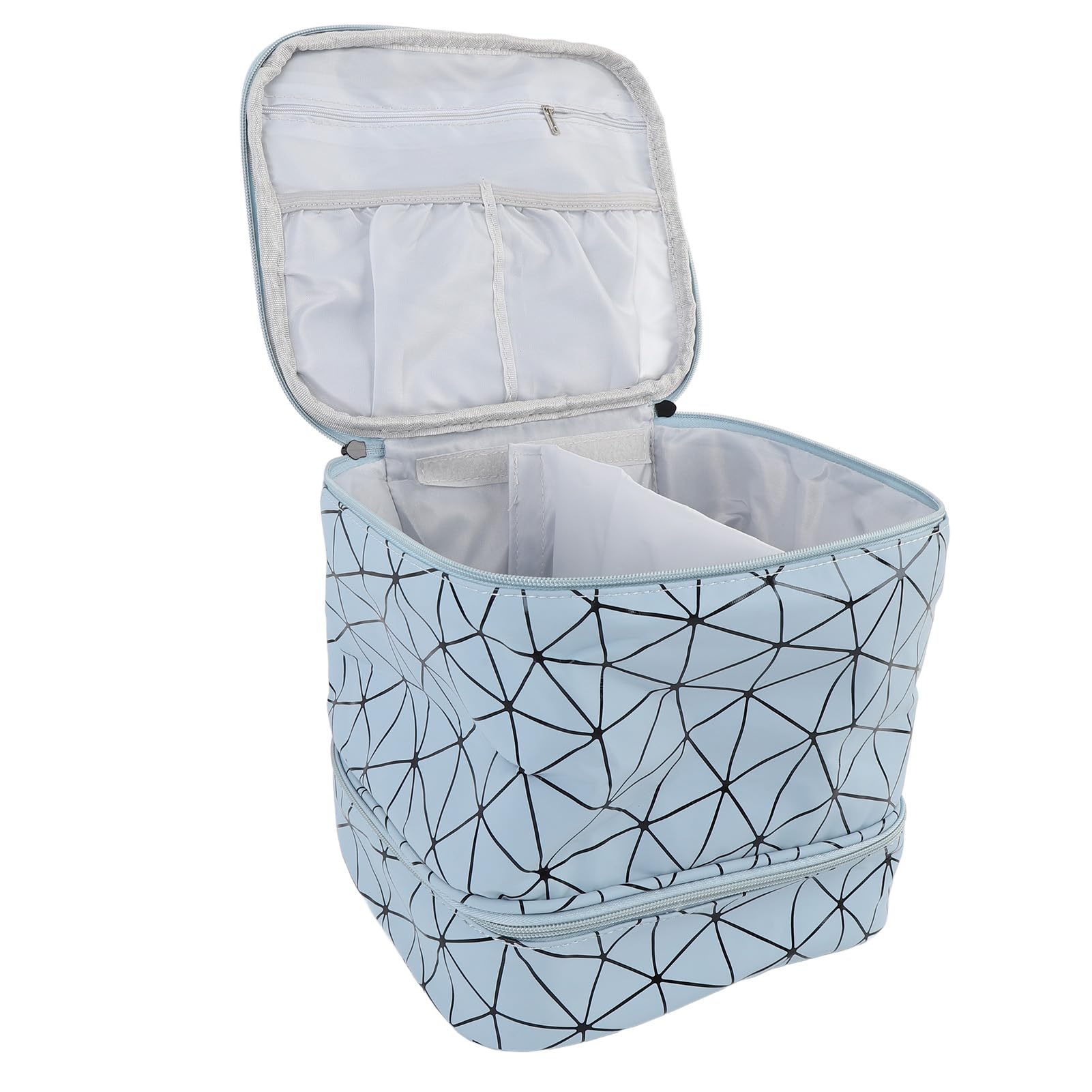 Organizzatore da viaggio per smalto per unghie a doppio strato, con manico, contiene 30 bottiglie, blu, per nail artist, in poliuretano e tessuto Oxford, 24 x 23 x 21 cm