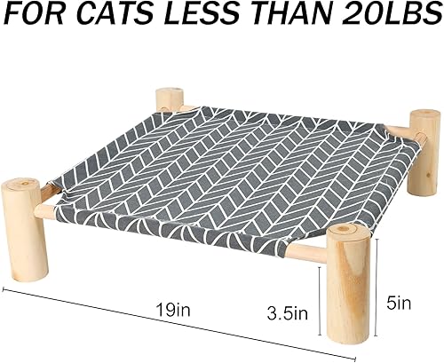 Miniatura 4 de Patas Lague Hamaca para gatos y perros pequeños, cama de madera transpirable para gatos y mascotas, conejo, refrigeración, para exteriores, muebles