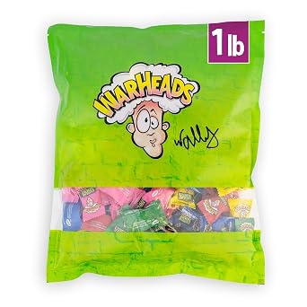 WARHEADS - Extreme Sour Hard Candy - Sour Apple, Black Cherry, Blue Raspberry, Lemon & Watermelon Flavors, Great For Parades - 1 lb. Bulk Bag
