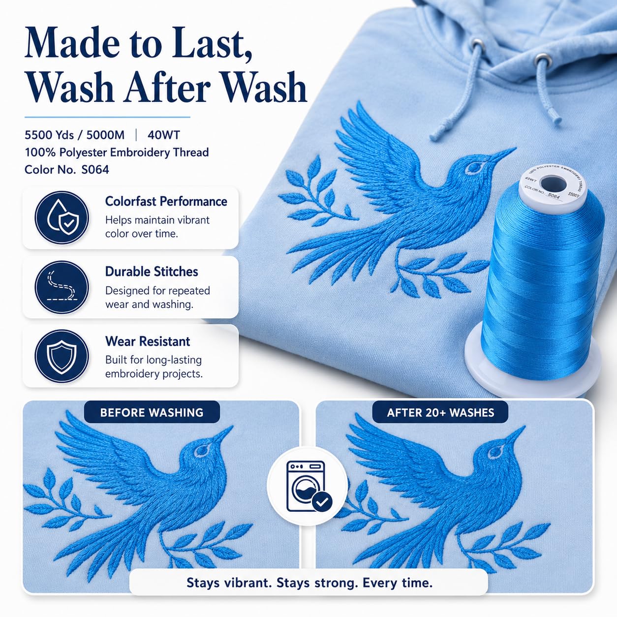 B*E様 未使用 theredthread Amazon.com: Simthread Embroidery Machine Thread 5000M 40WT