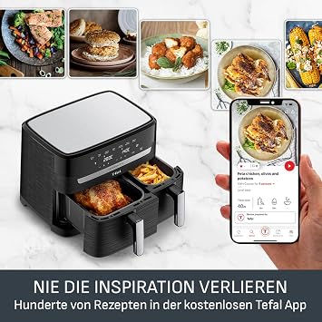 Tefal Dual Easy Fry Hot Air Fryer 8.3 L with 2 Chambers