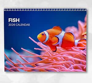 Fish Calendar 2026: Monthly Wall Calendar with Notes, Hanging A4 Size ...