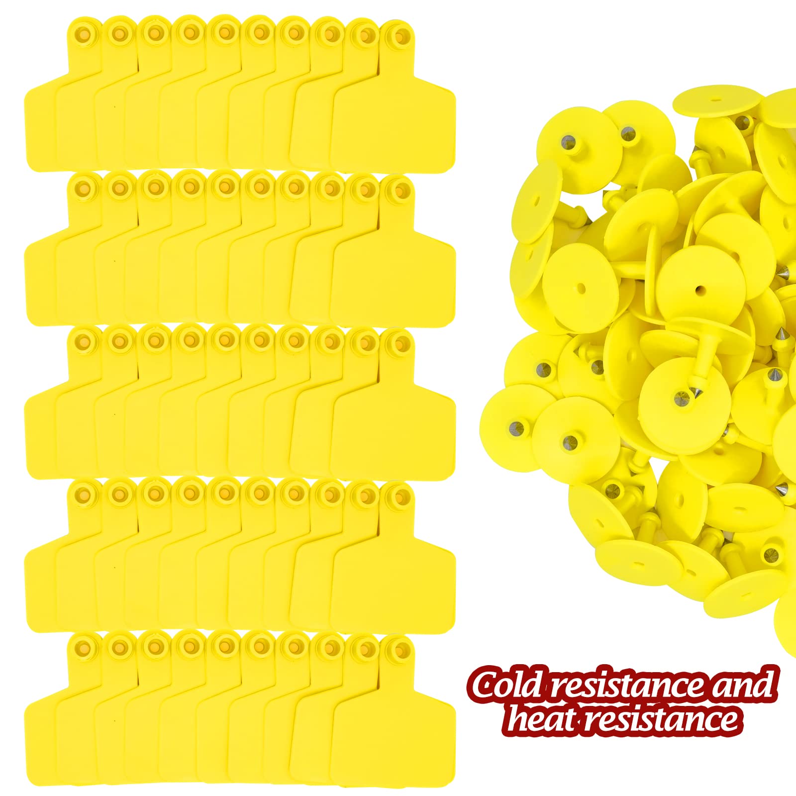 100 targhette auricolari vuote per bovini, 7,9 cm di lunghezza x 5,6 cm di larghezza, etichette auricolari gialle per identificazione di animali in TPU etichette per bestiame strumenti