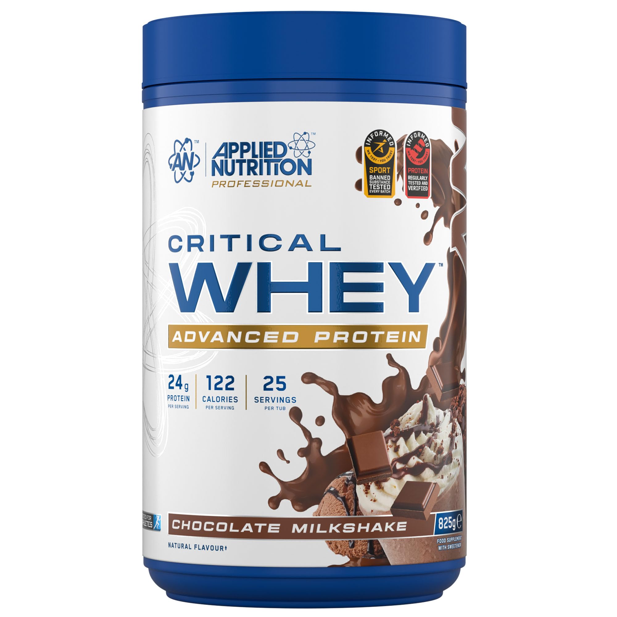 Applied Nutrition Critical Whey Protein Powder – 24g Protein per Serving, High Protein Powder, Protein Shake with BCAAs & Glutamine – Muscle Growth & Recovery (825g- 25 Servings) (Chocolate)