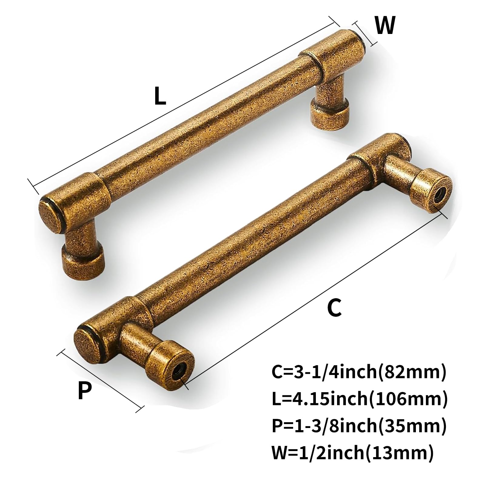 KHTUMEWARE-170259 Antique English Brass Cabinet Pulls CTC 3-1/4 in (82 mm) 10-Pack in Antique English Brass — KHTUMEWARE