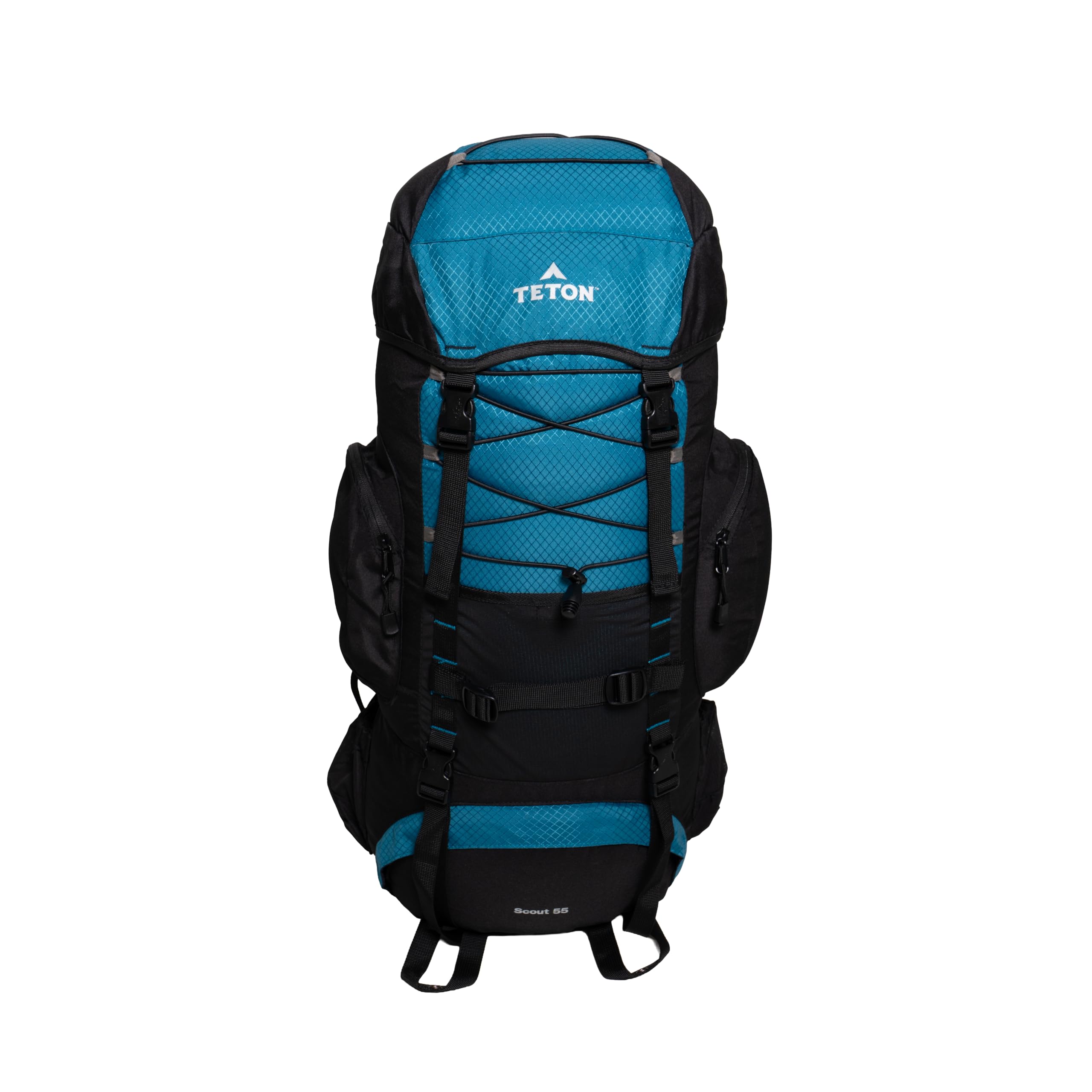 Teton 55L Scout Internal Frame Backpack for Hiking, Camping, Backpacking, Rain Cover Included, Pacific