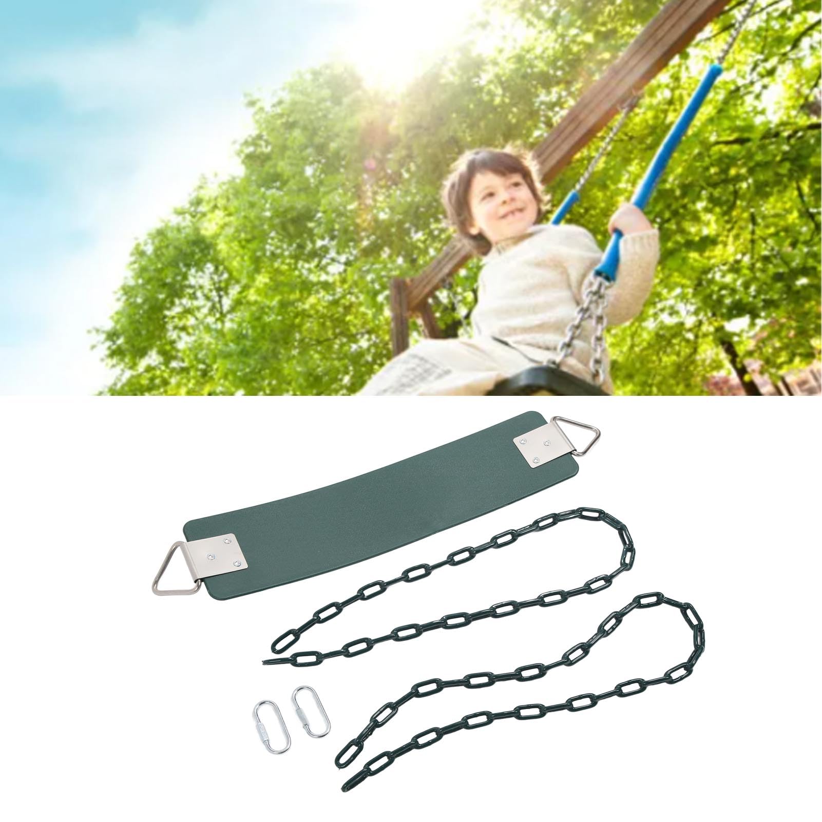 Naroote Outdoor Eva Soft Board Swing Beschichtete Ketten Heavy Duty Swing Kids Release Vitality Dunkelgrün 440,9 Lb Kapazität