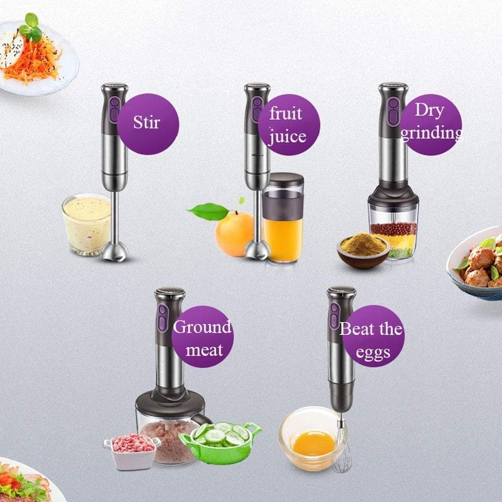 800W 5-in-1 Multifunctional Hand Immersion Blender 12 Speed 304 Stainless Steel Stick Blender Titanium Plated 700ml Mixing Beaker 500ml Food Processor Whisk Attachment BPA-Free