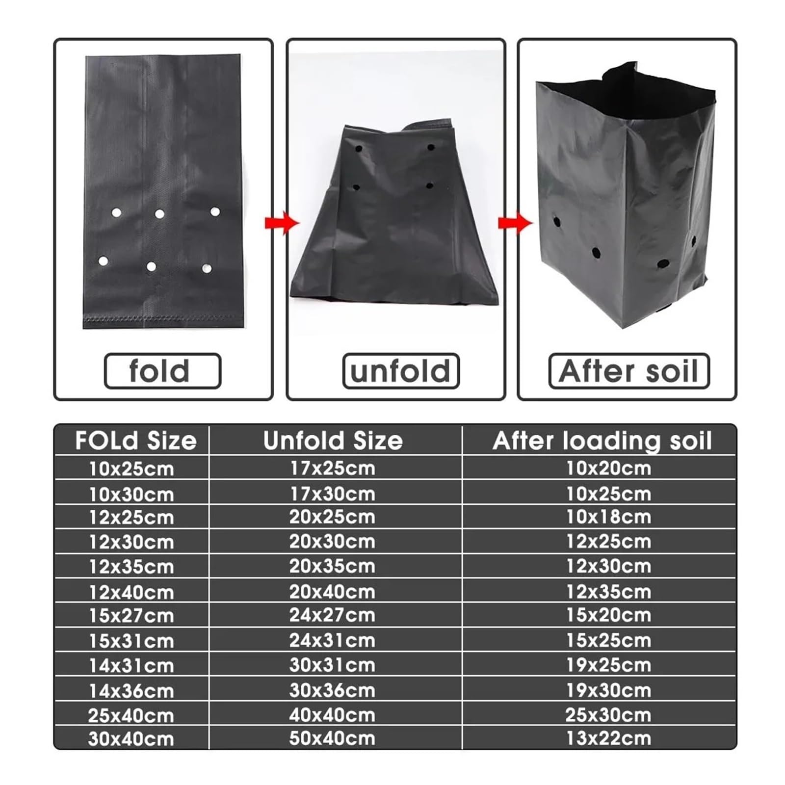 Generico 50 pz Nero Piantina Piantare Borsa Traspirante Piante da vivaio Coltivazione Vaso for Giardino Frutteto Albero Trapianto Contenitore(24x31cm-50pcs)
