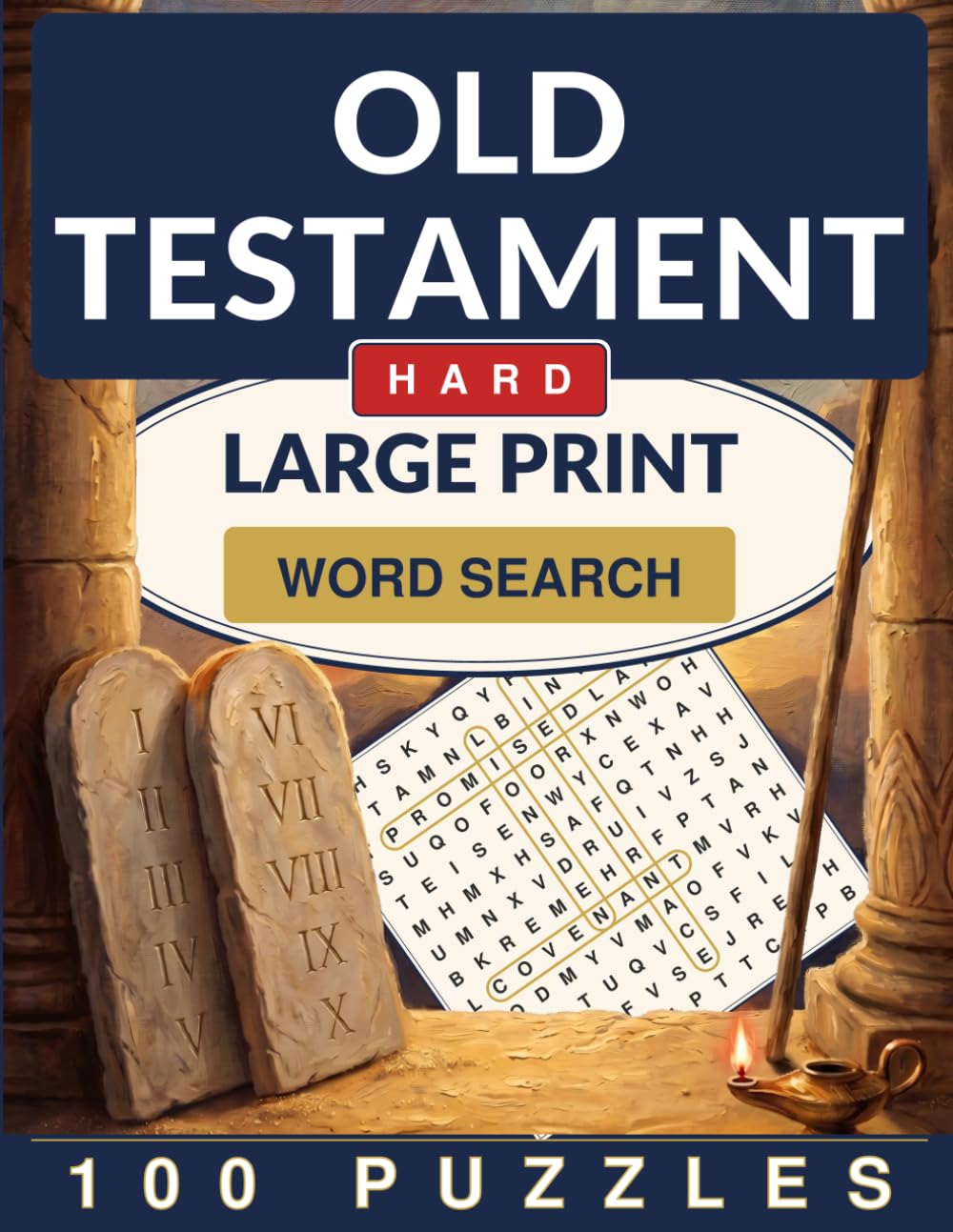 Bible Old Testament Word Search Large Print: 100 Challenging Word Search Puzzles for Adults and Seniors (Crackling Fire Word Search)