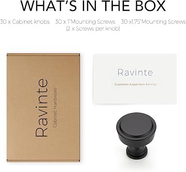 Ravinte Matte Black Kitchen Cabinet Knobs Dresser Knobs 30 Pack