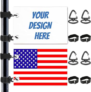 Custom Golf Cart Flags 2 Pack, Personalized Logo, Double Sided