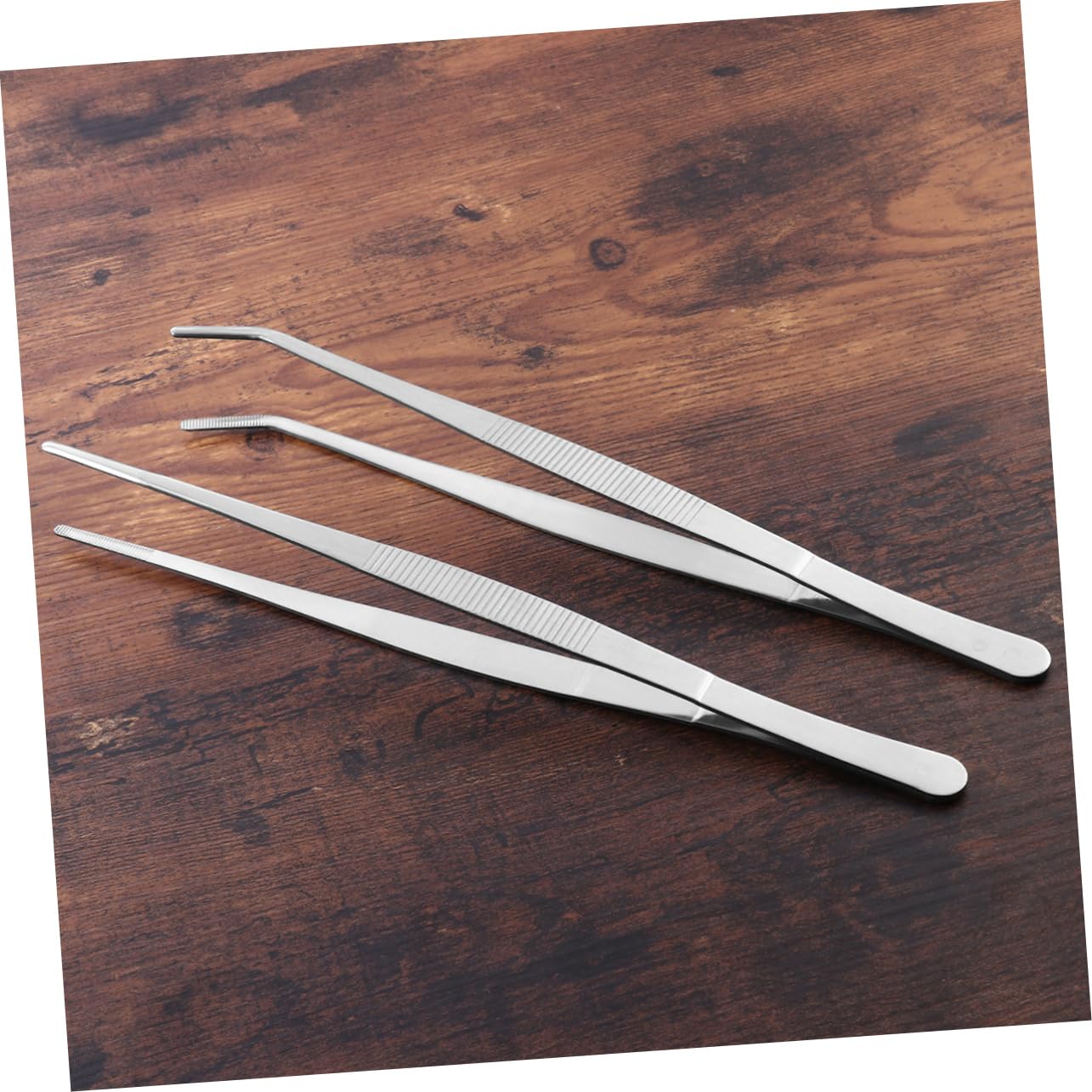 SUPVOX Pinzette in Acciaio Inox 2 Pezzi Dritte e Curve Antiscivolo 25cm per Alimentazione Rettili e Ragni Lavoro Manuale Fai da Te Durable