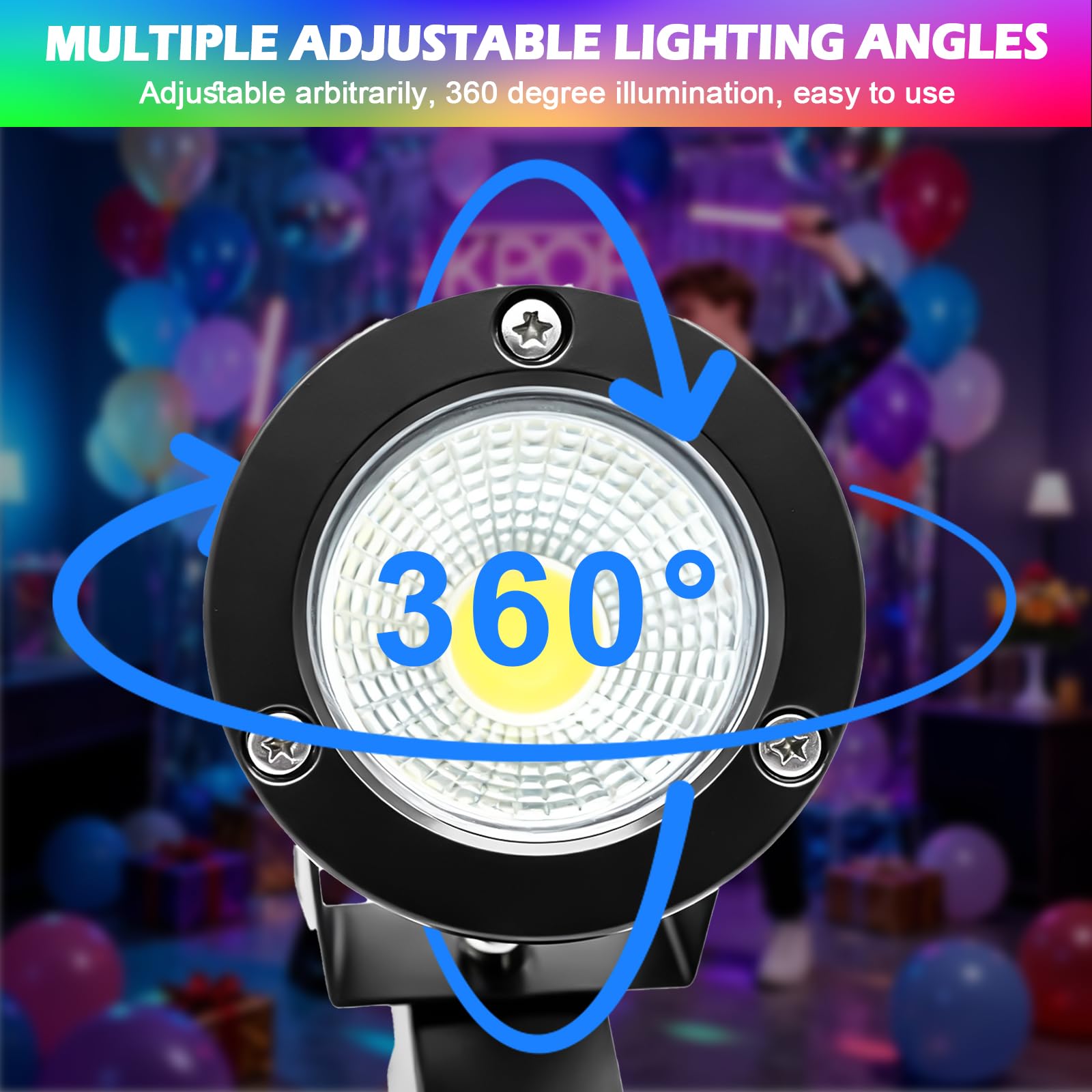 PORFOYO LED Spot Klemmstrahler, 6W RGB LED Klemmspot mit Fernbedienung, Strahler Klemmstrahler mit Stecker und Schalter, Schreibtischlampe, 4 Modi 16 Farbtöne, Wasserfester Klemmlampe für Innen Außen