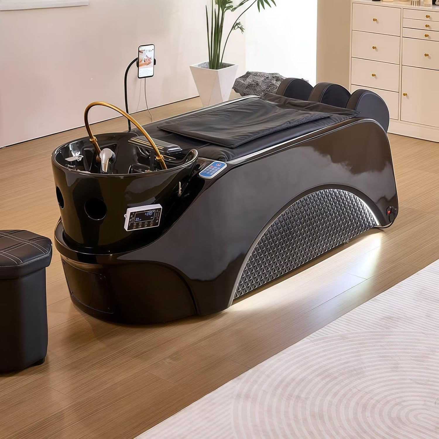 Profesjonalny stół do masażu Spa z szamponem, geometryczną teksturą zakrzywioną diodą LED, obiegiem wody, masażem pleców i nóg, wyposażenie spa do salonu piękności