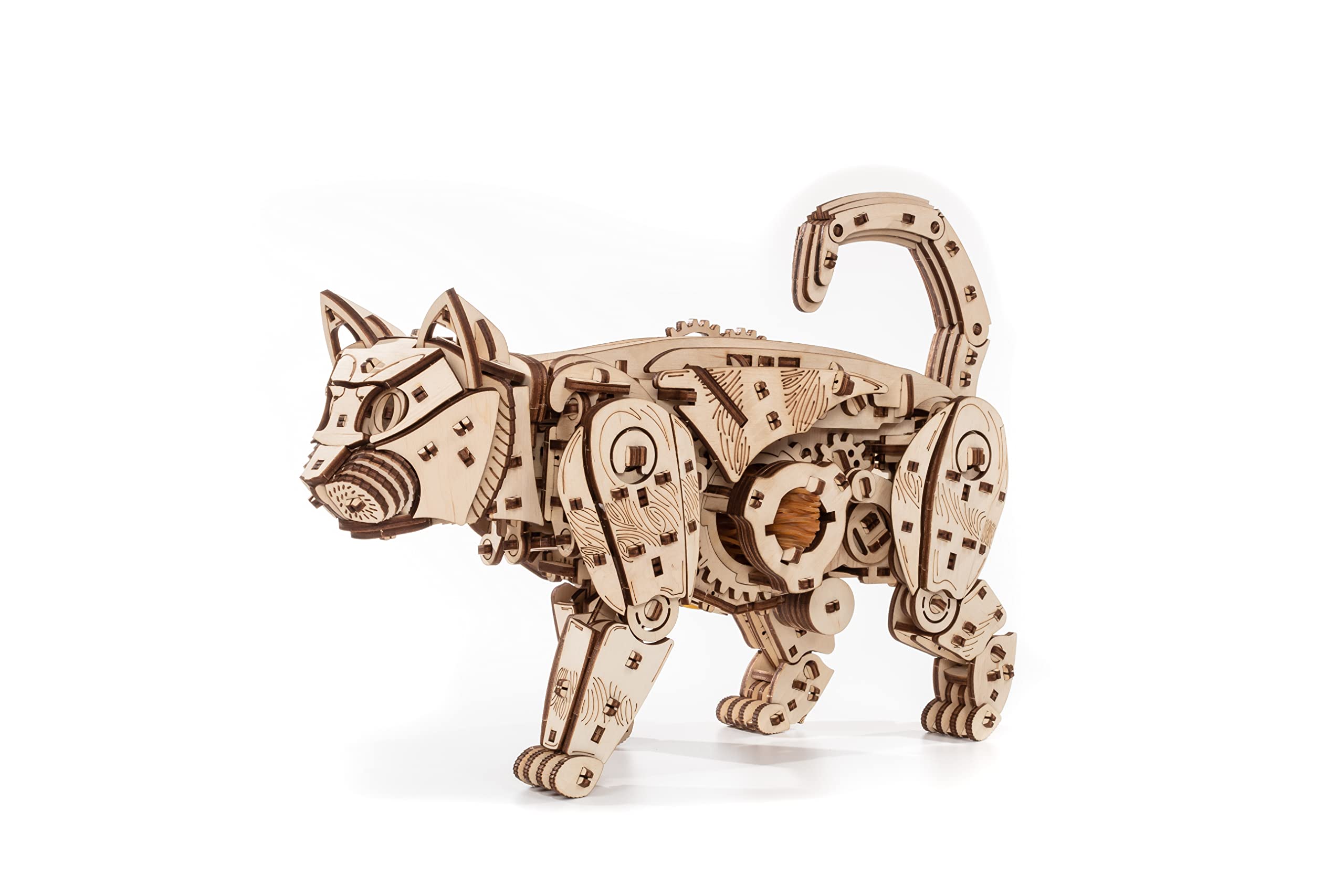 MagicHolz– 3D Holzpuzzle Modellbau Wilde Katze – Mechanischer Holzbausatz mit Gummibandmotor – 3D Puzzle Holz Modellbausatz Erwachsene – DIY Set, 508 Teile, kein Kleber erforderlich