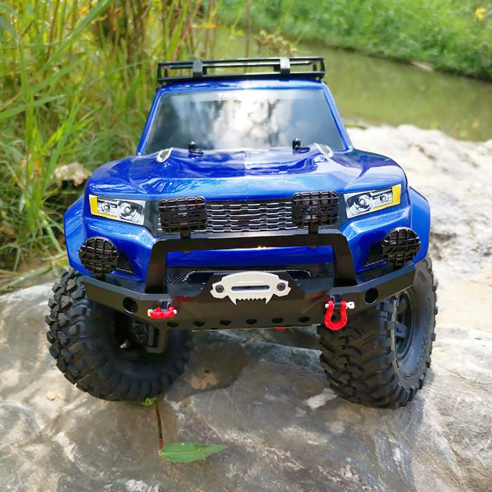 4 metalowy zderzak przedni z 2 lampkami LED do 1/10 RC Crawler Sport 82024 (czarny)