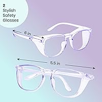 Vista 2 de Aqulius 2 Pack Stylish Safety Glasses Goggles, Scratch Resistant, Safety Glasses for Women, Blue Light, Glasses for Nurses