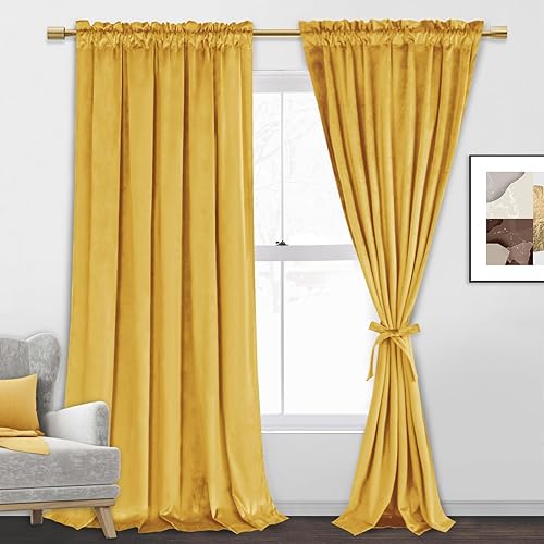 Miniatura 337 de Cortinas de terciopelo JIUZHEN, cortinas opacas suaves de terciopelo retro para dormitorio, cortinas elegantes con reducción de ruido y Rosa