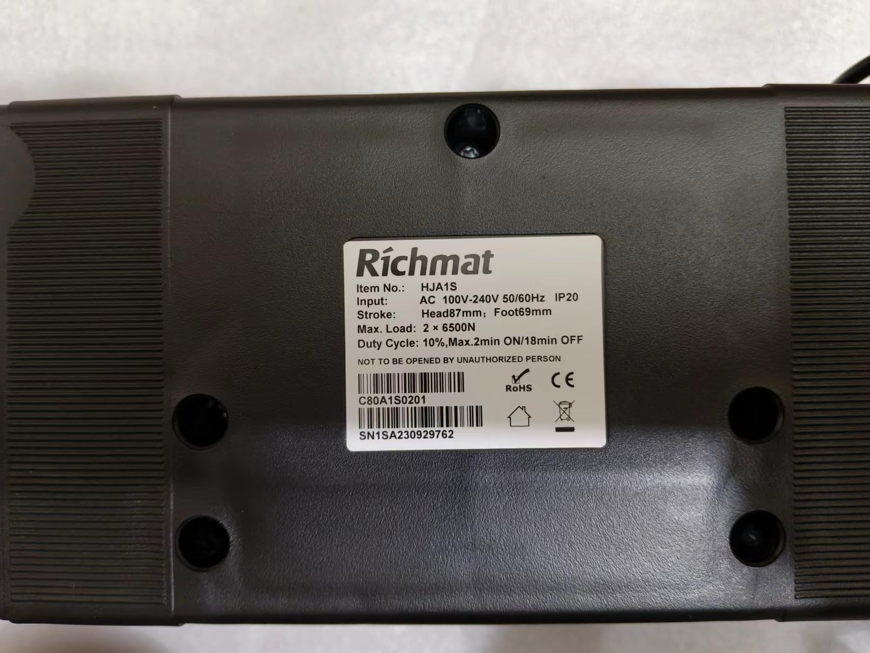 Somier eléctrico Motor Richmat Model HJA1S