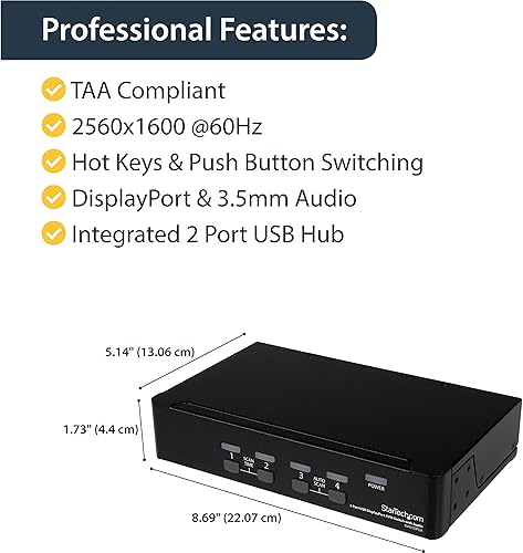 Miniatura 4 de StarTech.com interruptor de 2 puertos, Negro