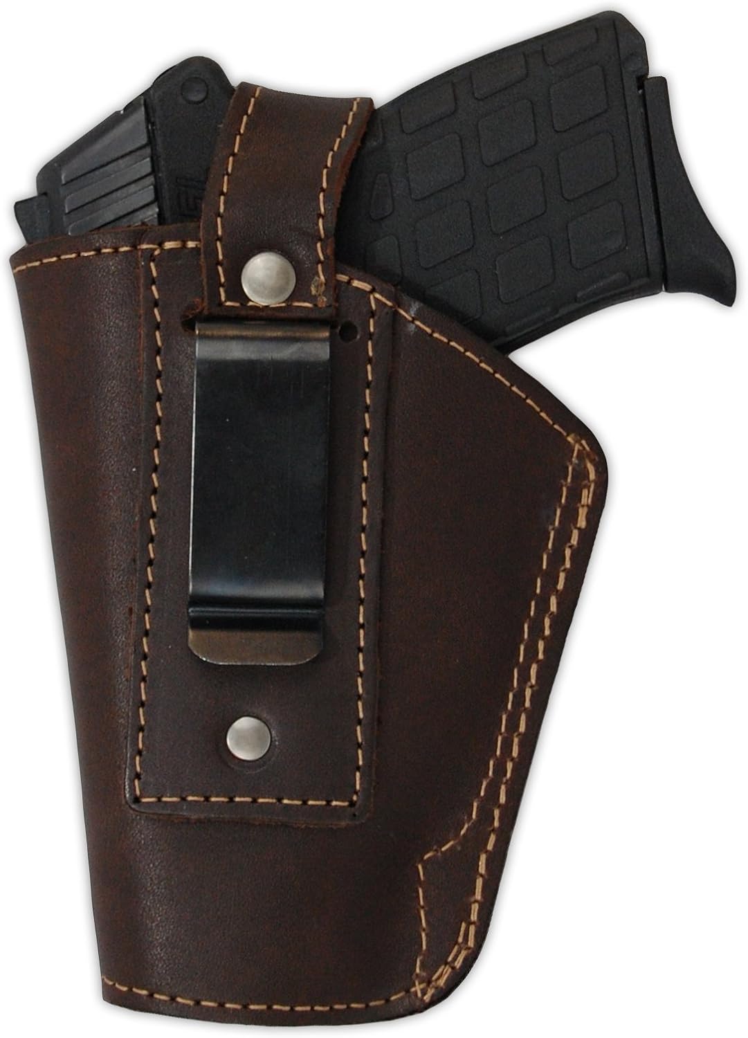 Barsony Brown Leather Belt Clip Holster for Small Frame .380 and Ultra-Compact 9mm 40 45