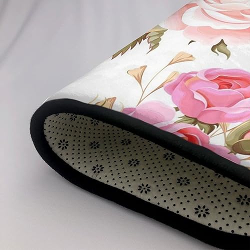 Miniatura 5 de CUTEMAT Alfombras de área rosa con flores florales para dormitorio, sala de estaroficina. Tapetes de piso de 63 x 48 pulgadas, alfombras modernas