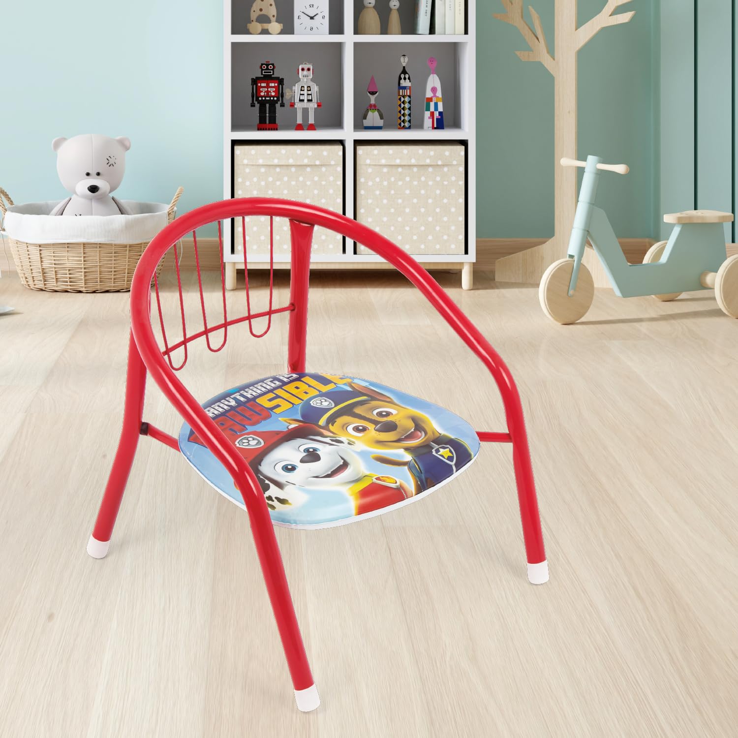 ARDITEX Silla Infantil Patrulla Canina, Silla Metal 35,5 x 30 x 33,5 cm Roja