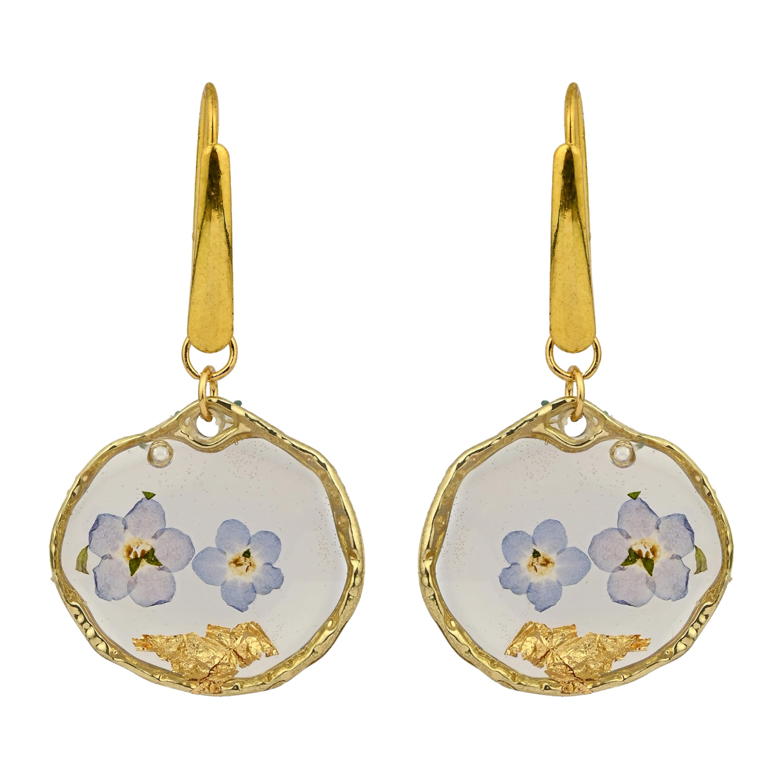 Forget Me Not Shine Earrings | Preserved Real Flower Earrings for Women | Stainless Steel Gold Plated | Premium Floral Resin Statement Jewelry | Elegant Gift for Her-picture-11