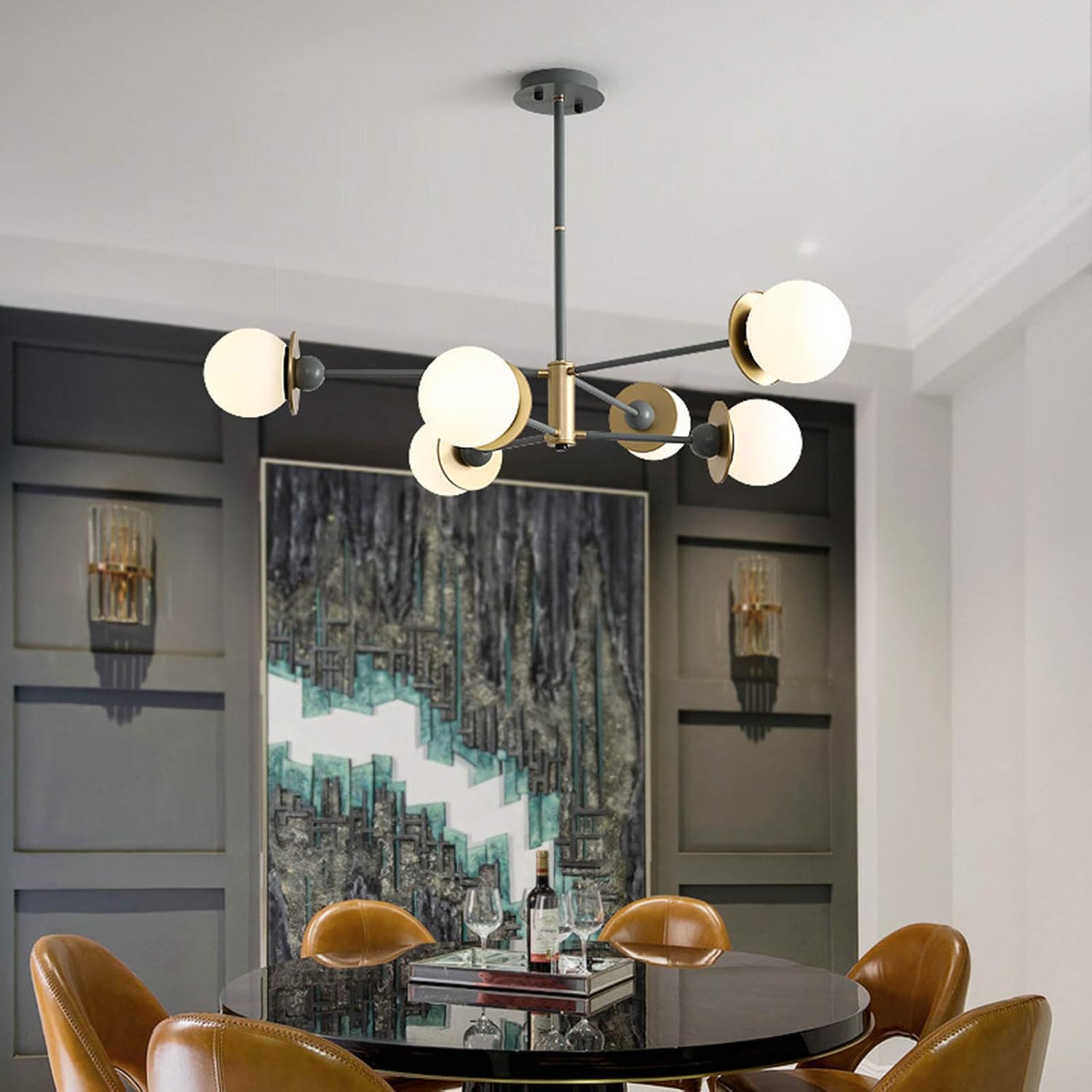 Modern Chaner, E27 - Molecular Chaner,Personality Simple Boutique Decoration Magic Bean Lighting,Living Room Bedroom Dining Room Home,Multi-Head Atmospheric - Lamps-d and Gray 10t(3t) (d and Gray 6t)