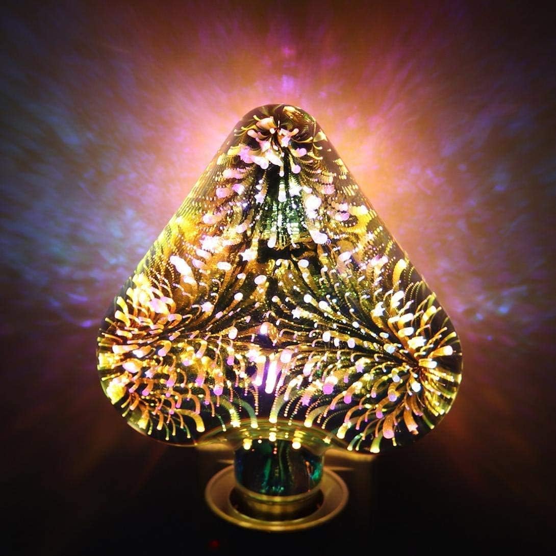 3D Fireworks Light Bulb Decoration LED Bulb, E27 AC 85-220V 4W Edison Bulb Glass Starry Light for Party Home Christmas Holiday Festival Decor Novelty Lamp (Heart, 4)