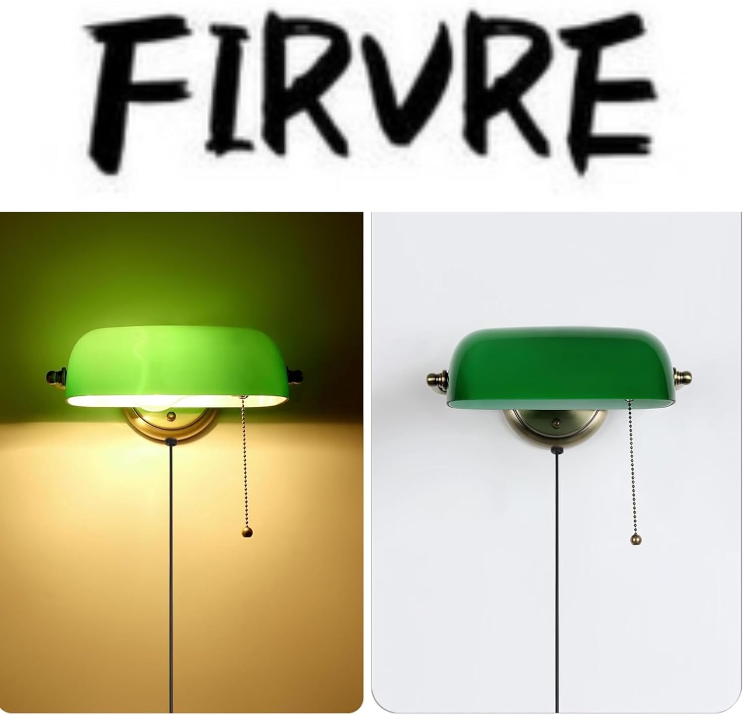 FIRVRE Vintage Wall Sconces, Wall Sconces Set of 2 Wall Lights with Pull Chain Switch,Brushed Brass Adjustable Lampshade Wall Light, UL Listed (2 Pack, Exclude Bulbs)