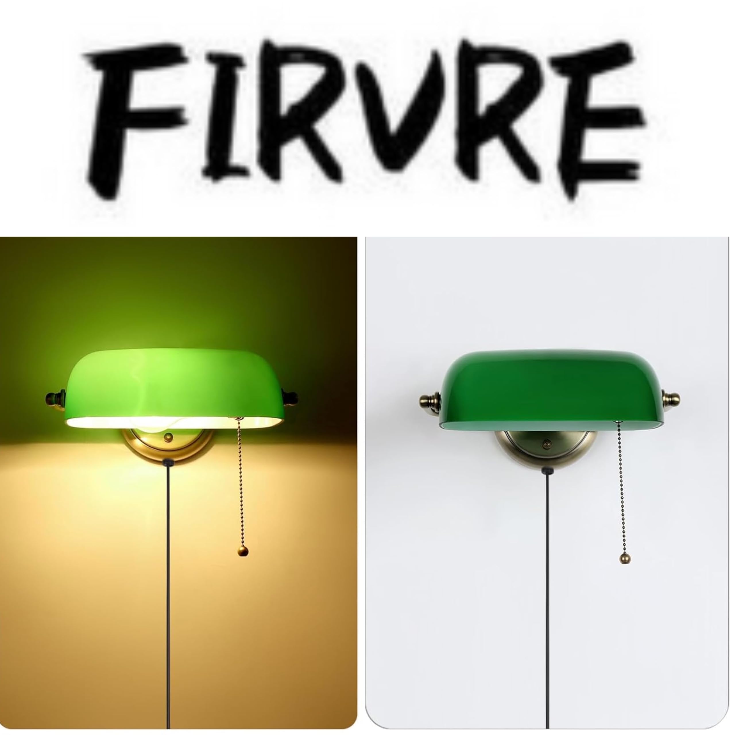 FIRVRE Grün Glas Bankers Wandleuchten Traditionelle Europäische Vintage Klassische Wandlampe mit Verstellbarem Lampenschirm und Plug in Schalter für Schlafzimmer Flur Bibliothek