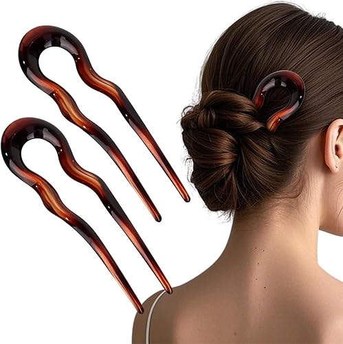 French Twist Hair Pin Wavy Tortoise Shell Hair Pins for Women U Shaped Hair Pins