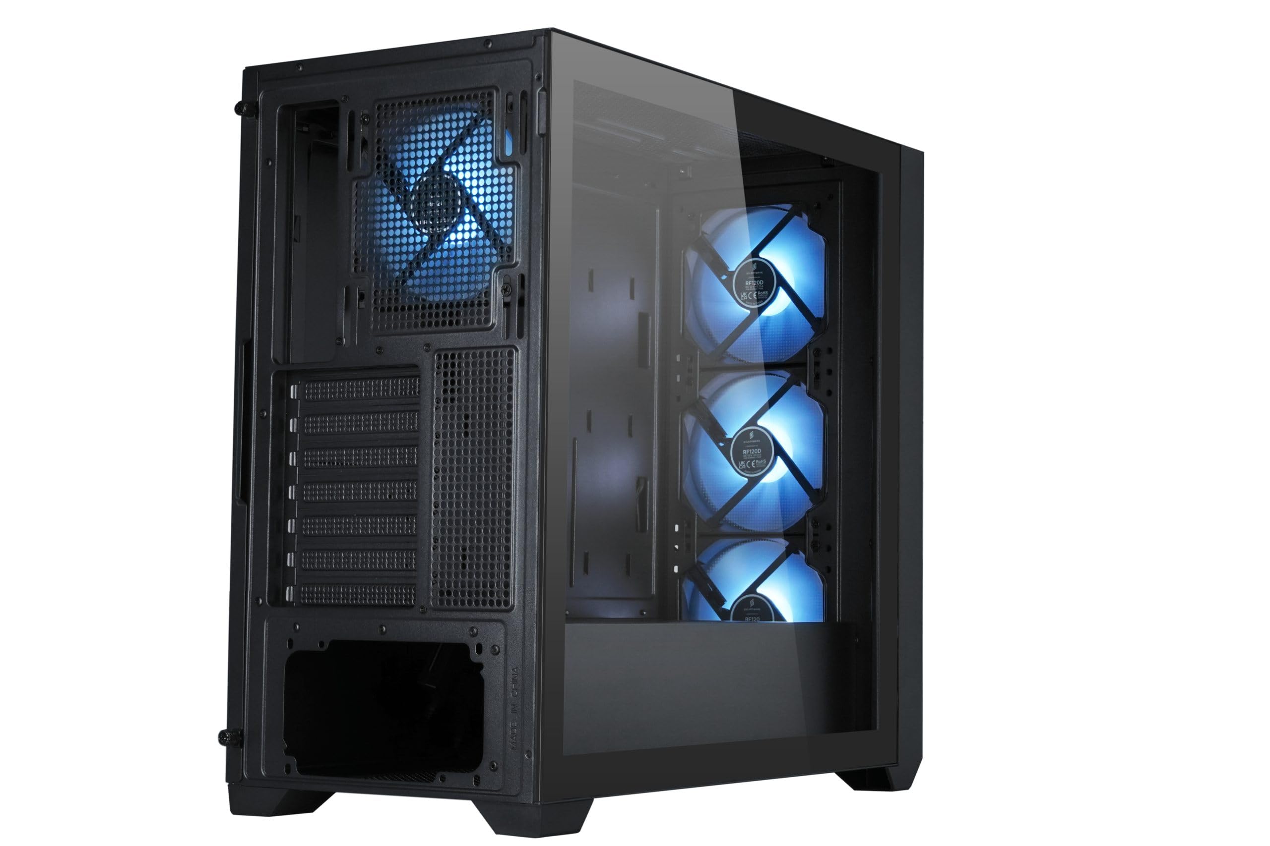 Flow 110 Black A-RGB Midi Tower Case PC, rete frontale con presa d'aria laterale, finestra laterale in vetro, 4 ventole A-RGB HDB, controllo PWM e 3 pin, GPU fino a 380 mm, ATX/mATX/ITX