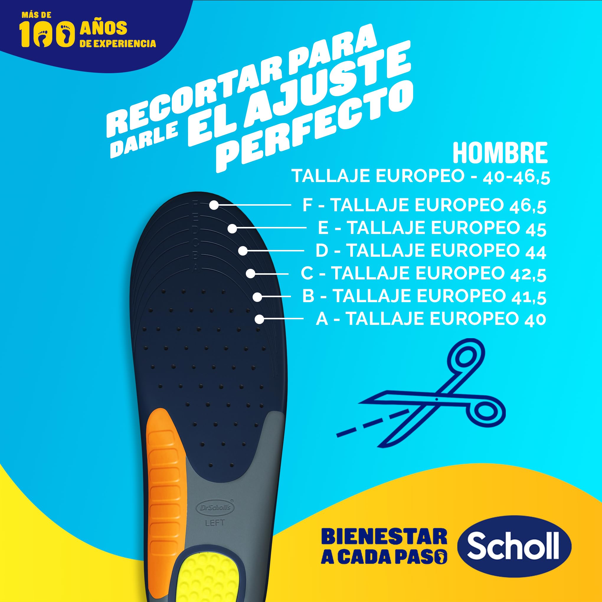 Dr. Scholl's Extra Reforzadas Plantillas para Hombre, Soporte del Arco, Absorción de Impactos, Pies Anchos, Corpulentos