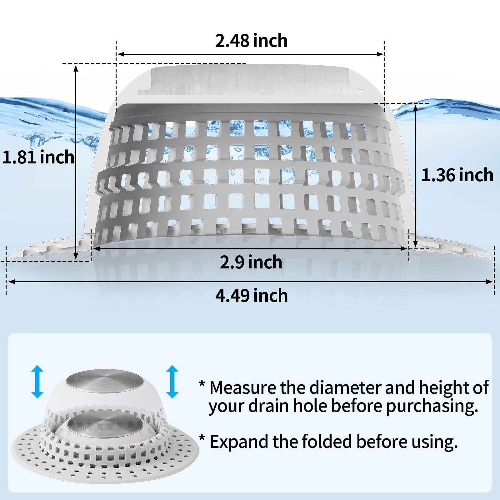 Aluvor Shower Drain Hair Catcher Bathtub Drain Cover Shower Protector for Pop-Up & Regular Drains